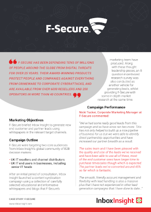 F-Secure b2b marketing case study