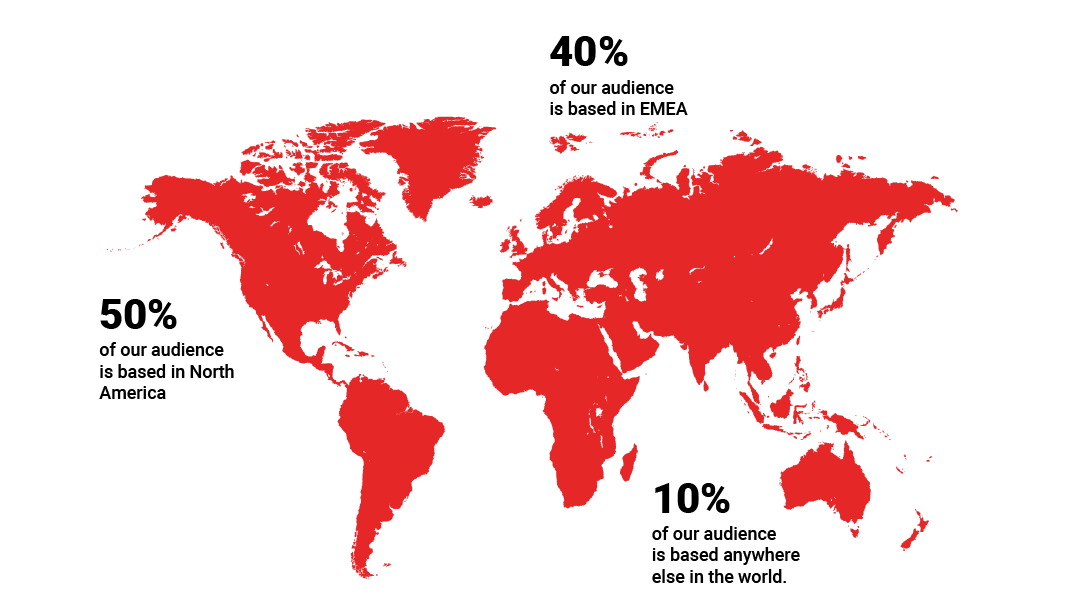 Alt: World map showing locations of Inbox Insight's global audience