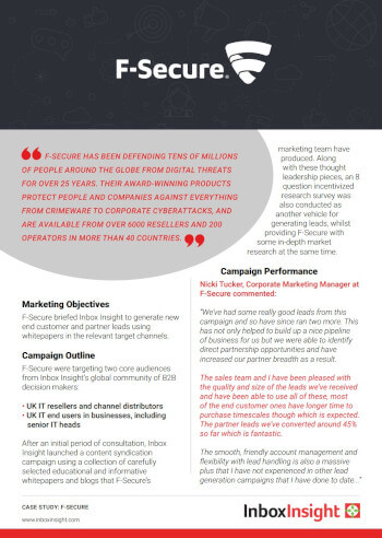 F-Secure b2b marketing case study