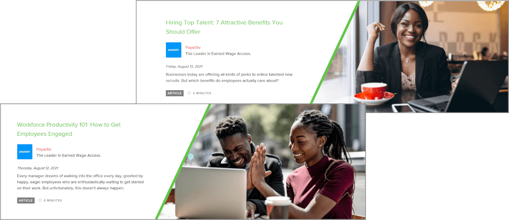 Payactiv sponsored article examples on IFP
